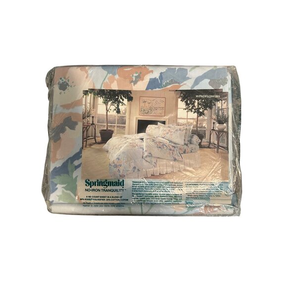 Springmaid No-Iron Tranquility Double Flat Sheet Windflowers - Picture 3 of 4